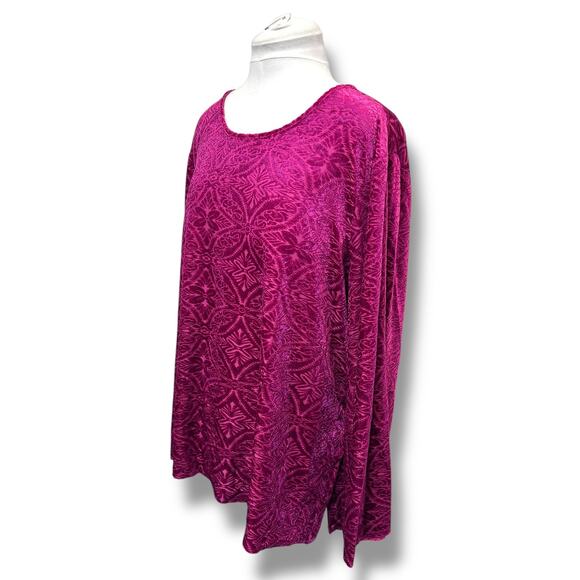 Cato Women’s Cranberry Velvet Blouse, Cranberry, size 22W/24W - Picture 3 of 11